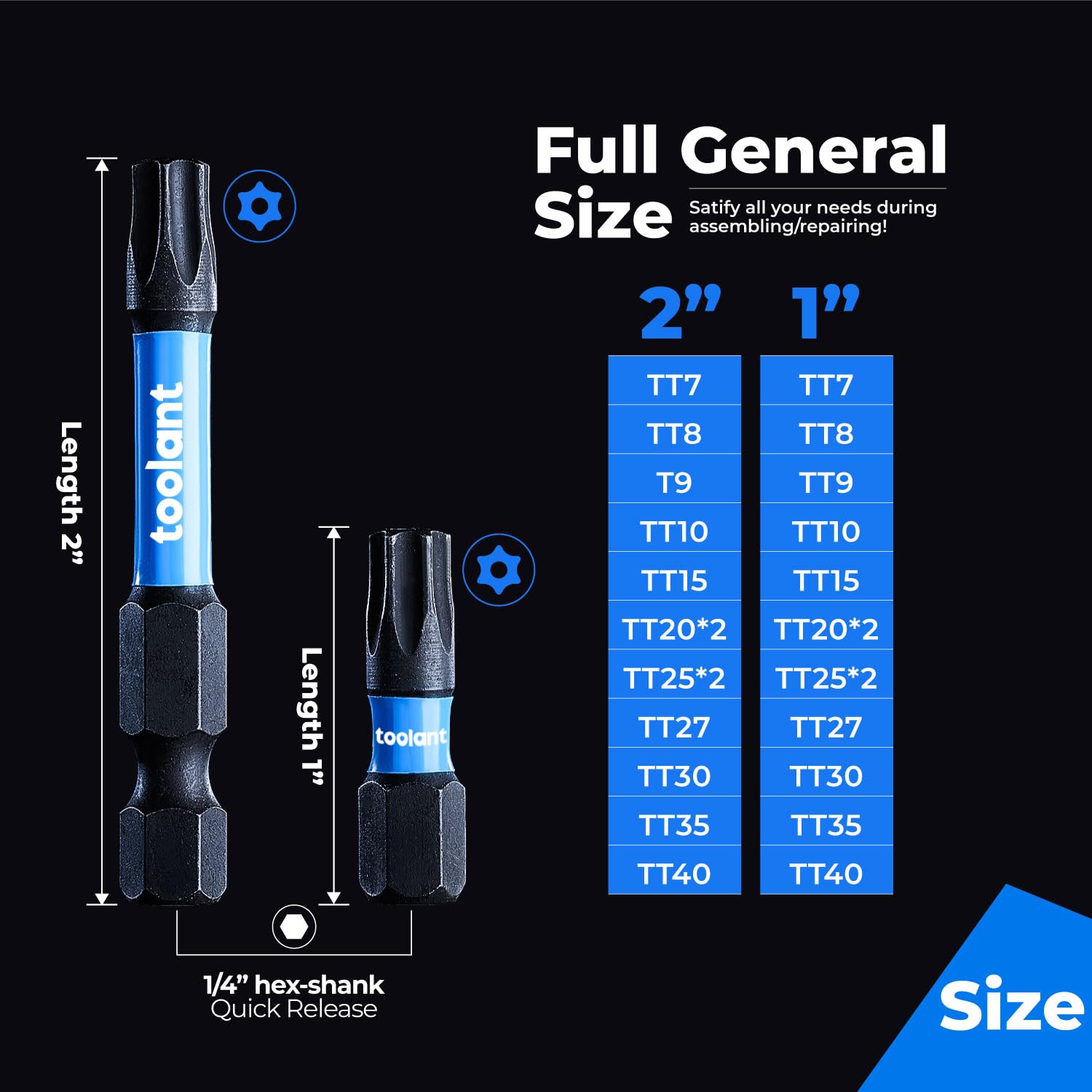 toolant Impact Torx Bit Set 27pcs (TT7-TT40), S2 Steel Security Torx Bit Set, Tamper Proof Star Bit Set with CNC Machined Tips, 1"&2" Long Impact Bits with Magnetic Bit Holder and Storage Box