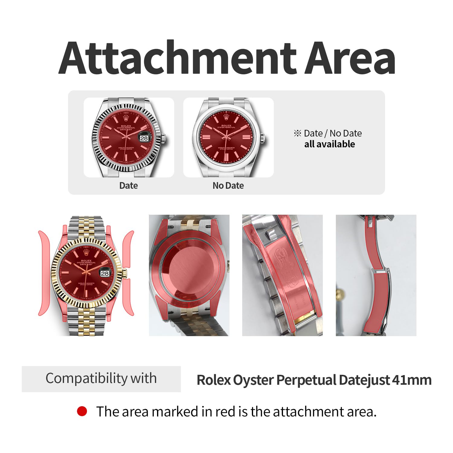 skoko 2 Pack Full Body Protective Film Compatible with Rolex Oyster Perpetual Perpetual Datejust 41mm, Glossy Clear Skin, Full Coverage, Anti Scartch, Easy installation