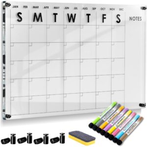 oversize premium acrylic calendar for wall | ultra-thick clear dry & erase board | home office monthly glass family planner guard mate plexiglass whiteboard large | 18"x14" | guardmate