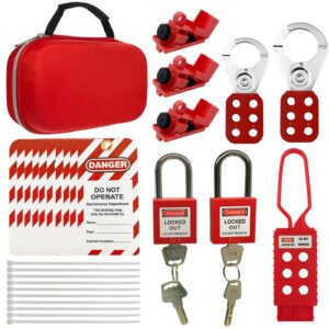 young dance electrical lockout tagout kit -lock out tag kits for osha compliance with hasps，universal circuit breaker lock, loto tags, safety padlock(2 keys per lock) for safe electrical lockouts