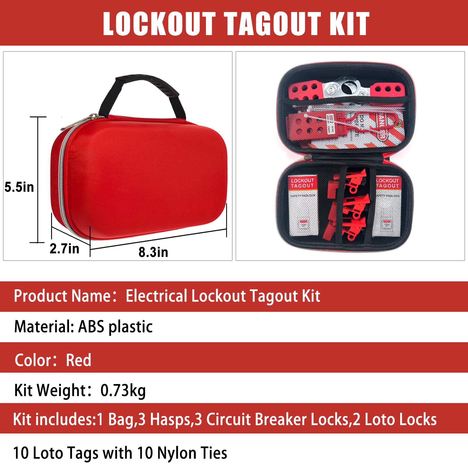 Young Dance Electrical Lockout Tagout Kit -Lock Out Tag Kits for OSHA Compliance with Hasps，Universal Circuit Breaker Lock, Loto Tags, Safety Padlock(2 Keys Per Lock) for Safe Electrical Lockouts