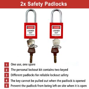 Young Dance Electrical Lockout Tagout Kit -Lock Out Tag Kits for OSHA Compliance with Hasps，Universal Circuit Breaker Lock, Loto Tags, Safety Padlock(2 Keys Per Lock) for Safe Electrical Lockouts