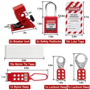 Young Dance Electrical Lockout Tagout Kit -Lock Out Tag Kits for OSHA Compliance with Hasps，Universal Circuit Breaker Lock, Loto Tags, Safety Padlock(2 Keys Per Lock) for Safe Electrical Lockouts