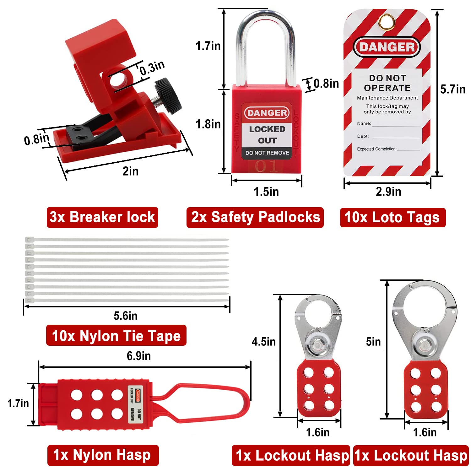 Young Dance Electrical Lockout Tagout Kit -Lock Out Tag Kits for OSHA Compliance with Hasps，Universal Circuit Breaker Lock, Loto Tags, Safety Padlock(2 Keys Per Lock) for Safe Electrical Lockouts