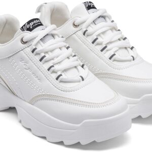 Vepose Women's 8019 Fashion Sneakers, Air Cushion Lace-up Walking Sneakers, Grey, Size 8 US -Memory Foam Running Shoes(CJY8019 Grey 08)