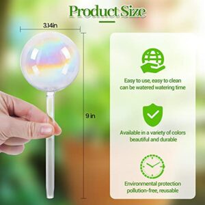 jiuhexuj Plant Watering Globes - 4 Pack Iridescent Rainbow Gradient Color Clear Glass Plant Watering Devices - Self Watering Planter Insert for Indoor and Outdoor Plants - Measures 9" L x 2.9" D