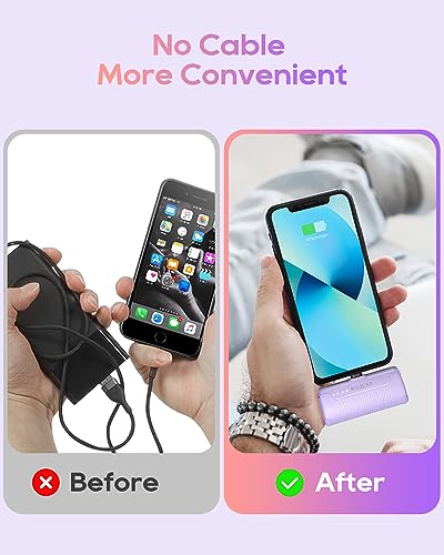 Kuulaa Portable Phone Charger Portable Charger iPhone 4500mAh Mini Power Bank for iPhone Cute Battery Pack Backup Charger Travel Compatible with iPhone 14/13/12/11/XS/XR/Airpods (Purple)