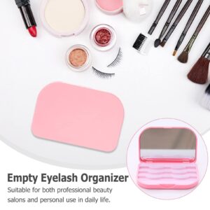 Lash Mirror, AREMOD Eyelash Case 3 Layer False Eyelash Holder Case Lash Organizers and Storage Empty Travel Cosmetic Eyelash Container with Mirror for Makeup(Pink)