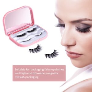 Lash Mirror, AREMOD Eyelash Case 3 Layer False Eyelash Holder Case Lash Organizers and Storage Empty Travel Cosmetic Eyelash Container with Mirror for Makeup(Pink)