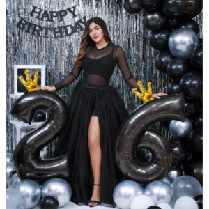 Number 7 Balloon 40 in, Black Seven Birthday Decorations, 7th Balloon Number,Wednesday Addams Party Decorations, 7 70 Year Old Balloon