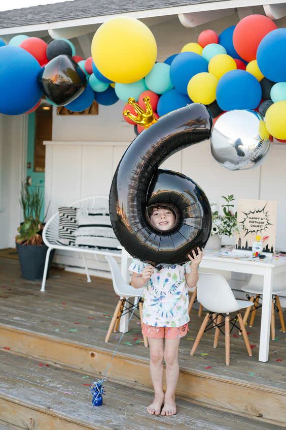 Number 7 Balloon 40 in, Black Seven Birthday Decorations, 7th Balloon Number,Wednesday Addams Party Decorations, 7 70 Year Old Balloon