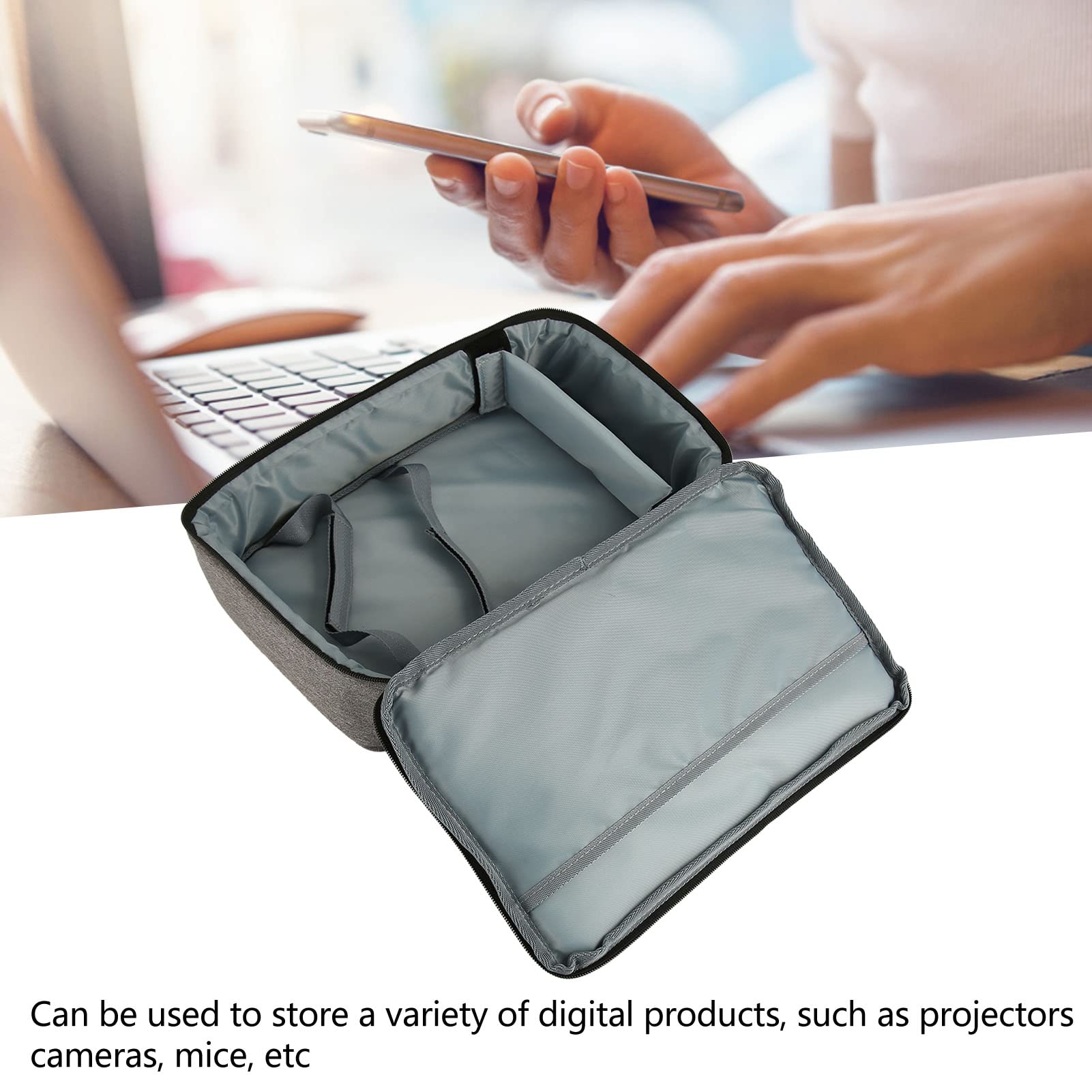 Projector Case, Projector Travel Carrying Bag, Projector Portable Carrying Handbag with Adjustable Fixed Strap and Dividers for Mini Projector and Accessories