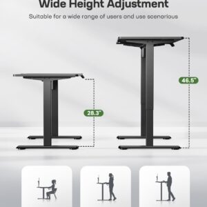 Marsail Electric Standing Desk Adjustable Height, 48 * 24 Inch Sit Stand up Desk for Home Office Furniture Computer Desk with 3 Memory Presets, Headphone Hook