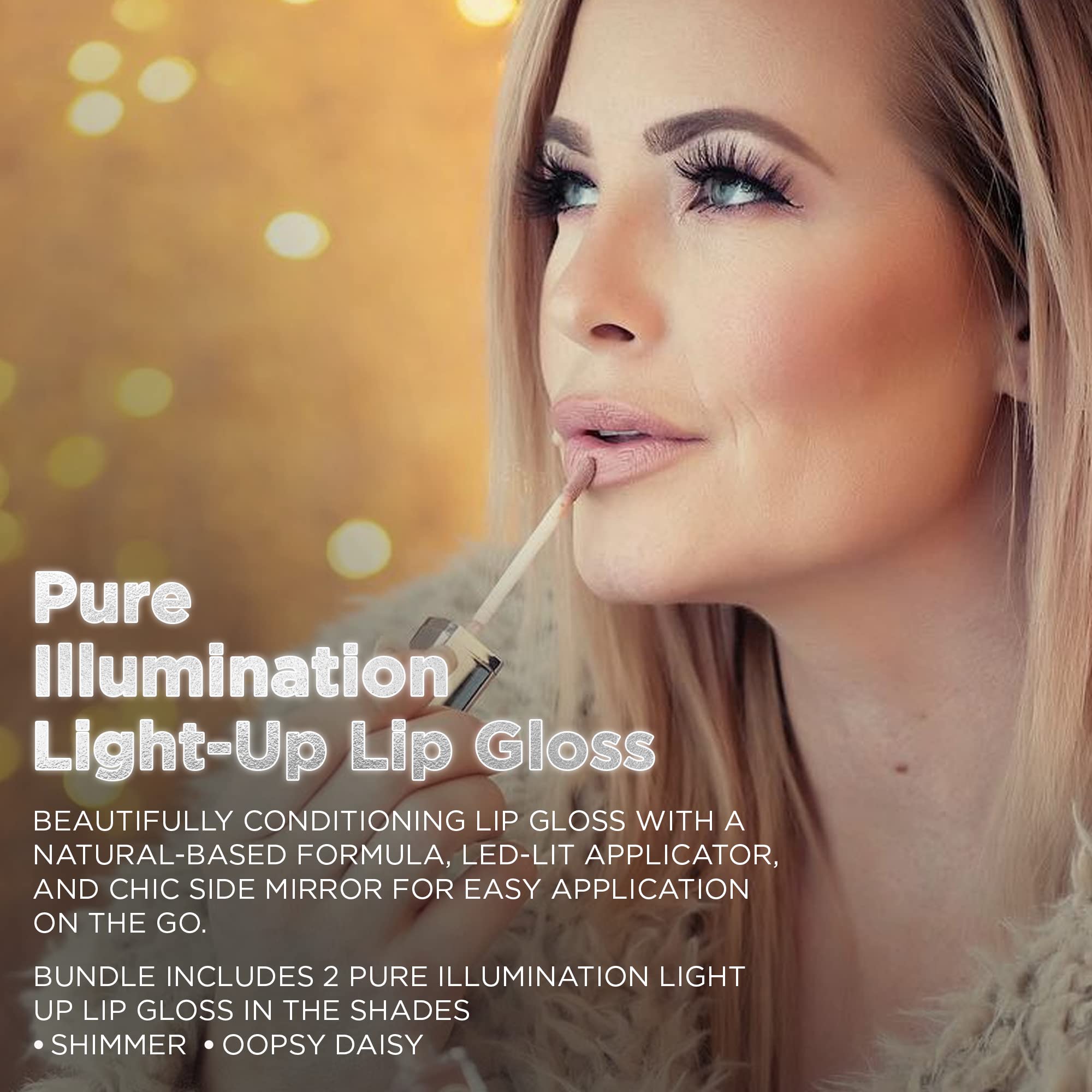 Pure Cosmetics Pure Illumination Light Up Lip Gloss Bundle, Shimmer & Oopsy Daisy