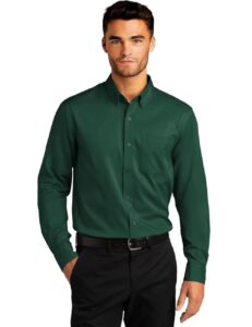 wangyue formal dress shirts for men green slim fit long sleeve dress shirt men casual button down shirt size l