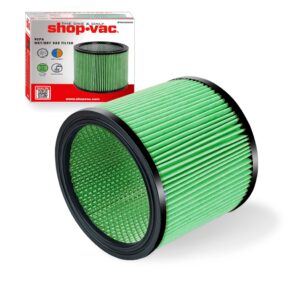 shop-vac high performance 90304/90344 cartridge filter, fits most 4-16 gallon shop-vac wet/dry vacuums, high efficiency hepa filter, washable and reusable, 1 pack