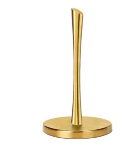 paper towel holder countertop, free-standing kitchen roll holder for kitchen bathroom, gold paper towel holder stand dispenser with stainless base fits standard (gold)…