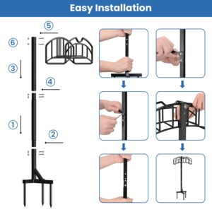 Kesfitt Garden Hose Holder,Detachable Water Hose Holders Freestanding,Heavy Duty Metal Hose Stand Hose Hanger Garden Hose Storage Rack for Outside Lawn Yard