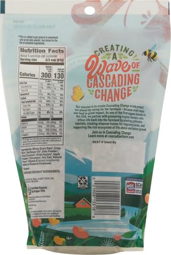 Cascadian Farm Organic Granola with No Added Sugar, Cinnamon Apple Cereal, Resealable Pouch, 11 oz.