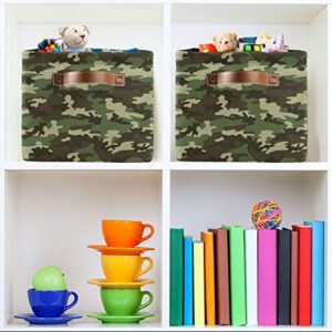 ALAZA Military Camouflage Large Storage Basket with Handles Foldable Decorative 1 Pack Storage Bin Box for Organizing Living Room Shelves Office Closet Clothes