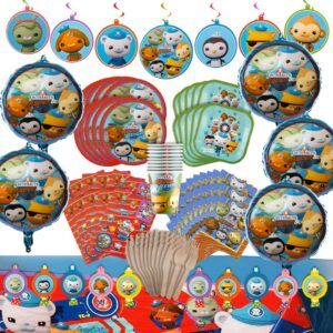 octonauts above and beyond party in a box kit: complete set 100+ pieces - plates, cups, banners, utensils, balloons, stickers, gift bags, decorations and more - kwazzi, barnacles, dashi