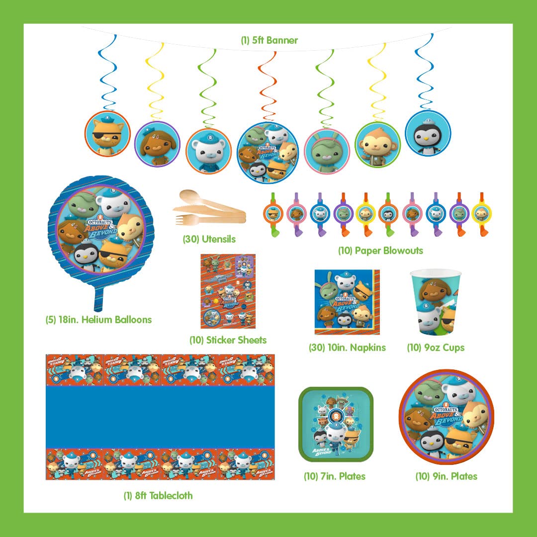 Octonauts Above and Beyond Party in a Box Kit: Complete Set 100+ Pieces - Plates, Cups, Banners, Utensils, Balloons, Stickers, Gift Bags, Decorations and More - Kwazzi, Barnacles, Dashi