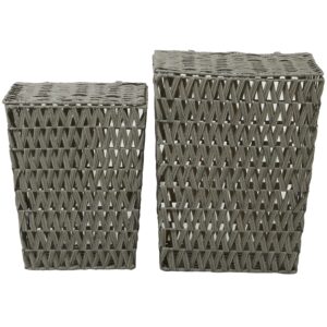 deco 79 metal storage basket with matching lids, set of 2 22", 19" h, gray