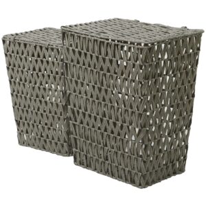 Deco 79 Metal Storage Basket with Matching Lids, Set of 2 22", 19" H, Gray