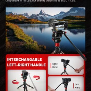 IFOOTAGE Video Fluid Head, Video Tripod Head for Photography, Aluminum Fluid Drag Pan Head, Lightweight Tripod Head with Quick Release Plate, for DSLR Camera, Camcorder, Monopod & Tripod, Komodo K5S