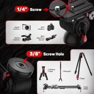 IFOOTAGE Video Fluid Head, Video Tripod Head for Photography, Aluminum Fluid Drag Pan Head, Lightweight Tripod Head with Quick Release Plate, for DSLR Camera, Camcorder, Monopod & Tripod, Komodo K5S