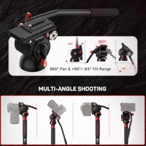 IFOOTAGE Video Fluid Head, Video Tripod Head for Photography, Aluminum Fluid Drag Pan Head, Lightweight Tripod Head with Quick Release Plate, for DSLR Camera, Camcorder, Monopod & Tripod, Komodo K5S