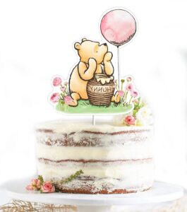 classic the pooh cake topper for girls baby shower winnie bee birthday party decorations cute centerpieces