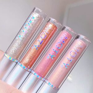 4 Colors Liquid Glitter Eyeshadow Eyeliner Makeup Sticks.Waterproof Pink Purple Silver Golden Liquid Iridescent Sparkle Eyeliner Eyeshadow Eyelid.Quick-Drying