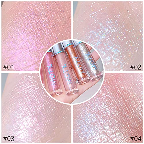 4 Colors Liquid Glitter Eyeshadow Eyeliner Makeup Sticks.Waterproof Pink Purple Silver Golden Liquid Iridescent Sparkle Eyeliner Eyeshadow Eyelid.Quick-Drying