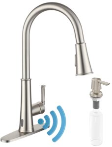 casainc kitchen faucet with pull down sprayer brushed nickel with led function, 17.31in h touchless 1.8 gpm single handle kitchen sink faucet, lead-free copper for bar laundry kitchen sink