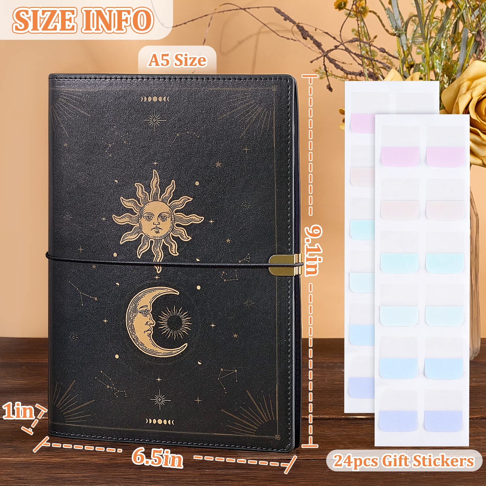 Daily Planner Undated, A5 Planner Weekly and Monthly to Do List Notepad PU Leather Appointment Book Cute Work Planner Binder with 24pcs Gift Stickers Habit Tracker