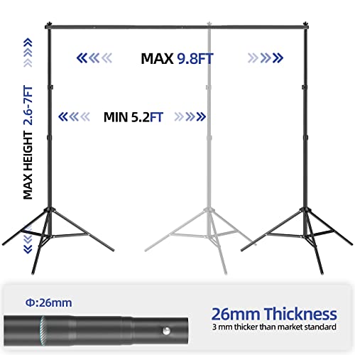 OUKMIC 10x7 ft Photo Backdrop Stand for Photoshoot Party - Adjustable Photography Back Drop Background Holder Stand with Travel Bag, 8 Backdrop Clamps, 2 Sand Bags