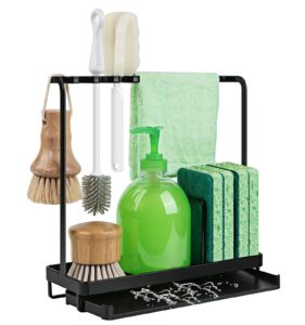 ideaglass kitchen sink organization, dish cloth holder, kitchen sink caddy, dish rag holder (black)