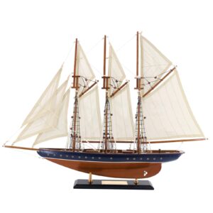 nautimall 25" wooden sailboat model sailing yacht atlantic schooner ship scale replica nautical home decor display collection watercraft