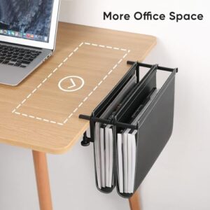 Nuslne Hanging Desk File Organizer, Vertical Hanging Desk Storage,Under Desk Storage，Sturdy File Holder and Laptop Holder for offices, homes, schools, Ideal Desk-Side Storage Solution，Fits A4-Size