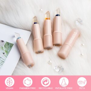 Flower Lip Balm Color Change, Clear Lipstick With Flower Inside, pH Lip Balm for Pink Shade, Long Lasting Moisturizing Waterproof Vegan Lipstick (Red)