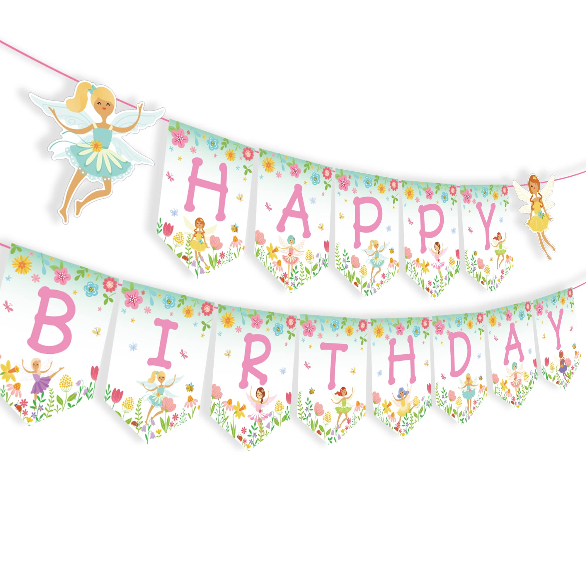 Fairy Tea Party Banner Fairy Party Supplies Fairy Happy Birthday Party Banner Fairy Banner for Fairy Floral Birthday Party Supplies