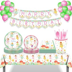 Fairy Tea Party Banner Fairy Party Supplies Fairy Happy Birthday Party Banner Fairy Banner for Fairy Floral Birthday Party Supplies