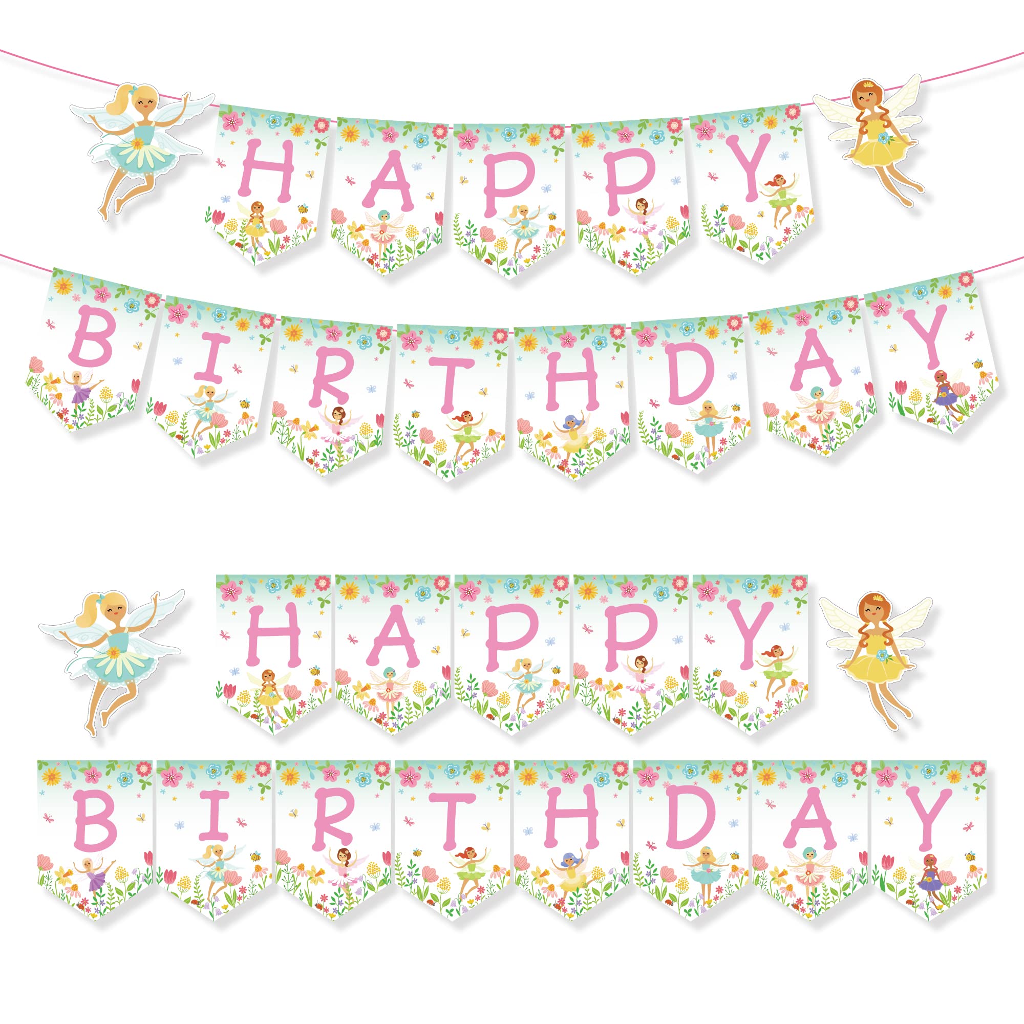 Fairy Tea Party Banner Fairy Party Supplies Fairy Happy Birthday Party Banner Fairy Banner for Fairy Floral Birthday Party Supplies