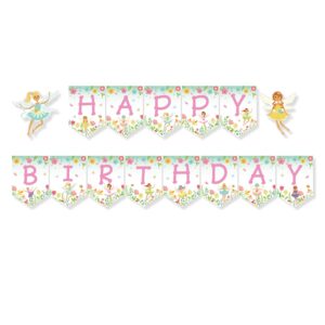 Fairy Tea Party Banner Fairy Party Supplies Fairy Happy Birthday Party Banner Fairy Banner for Fairy Floral Birthday Party Supplies