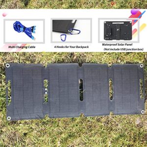 USB Solar Panel for Camping, 20W Portable Solar Charger, Dual USB(5V/3A) Folding SunPower Panel for Cellphone, Tablet, Samsung Galaxy, Bluetooth Headset and Other USB Devices