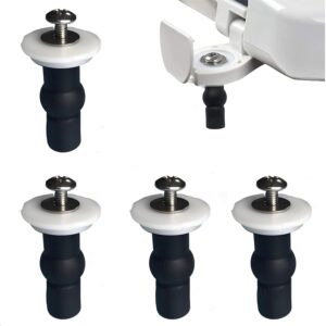 4 Pack Toilet Seat Hinge Bolt Screws,Toilet Seat Fixings Fix Expanding Rubber Top Nuts Screws,Hardware Replacement Parts Kit