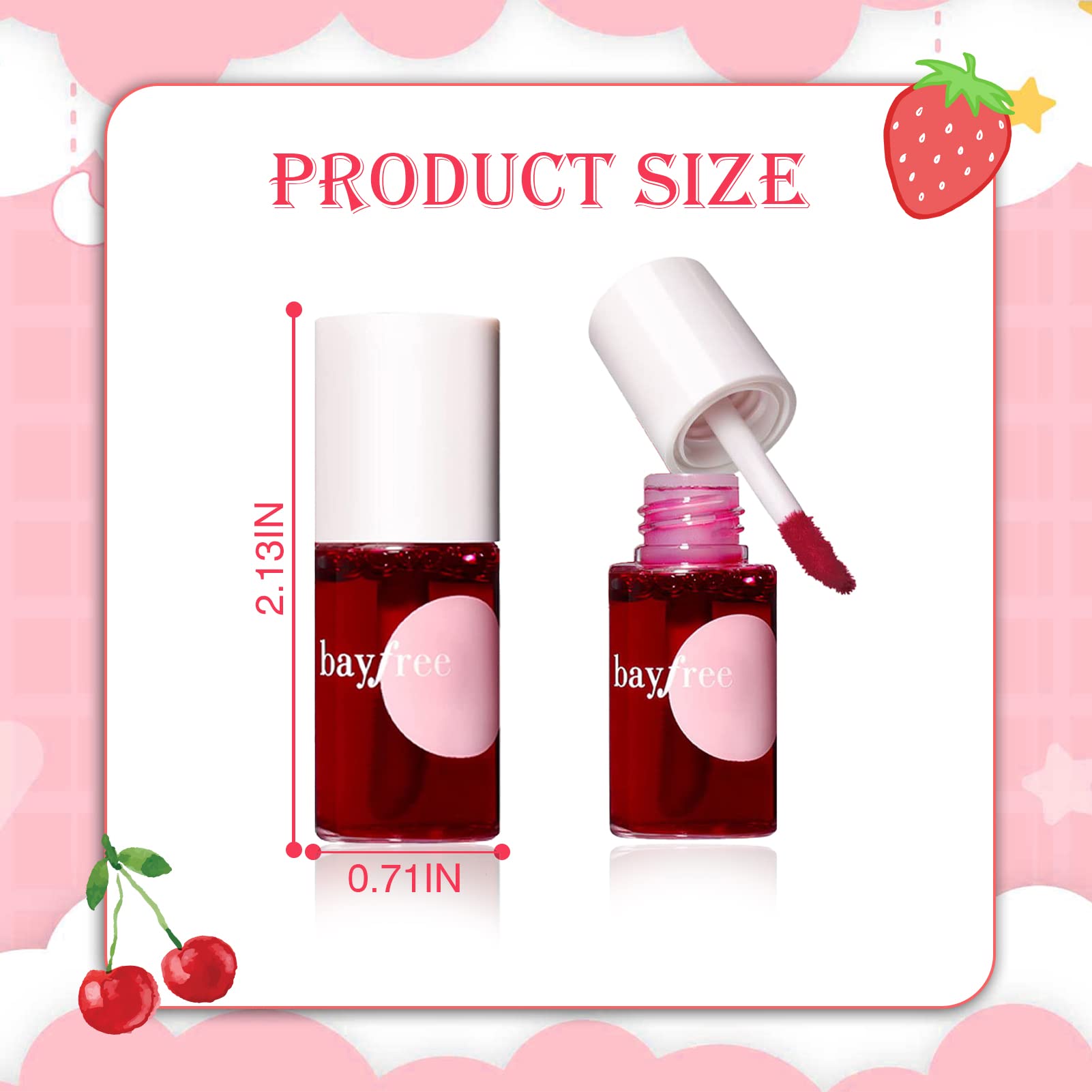 Lip Tint Korean Stain Set, 4 Colors Tinta Para Labios Water Long Lasting Waterproof Easy Apply Plumping Lip Moisturizing Mini Lipstick(Apple & Strawberry &Watermelon& Cherry)