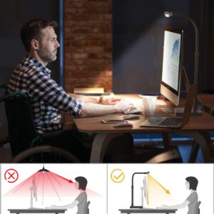 AKRRYR LED Desk Lamp for Home Office, Double Head 24W with USB Charging Port & Wireless Charger, Architect Light 5 Lighting Brightness Flexible Gooseneck Table Reading Study, Black