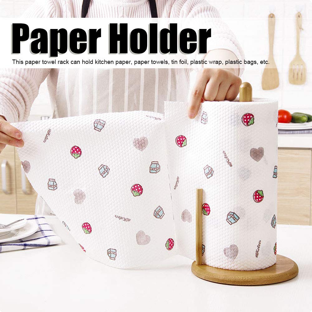 Paper Towel Holder,Wooden Paper Towel Holder Countertop,Detachable Bathroom Towel Roll Stand for Kitchen & Dining Room